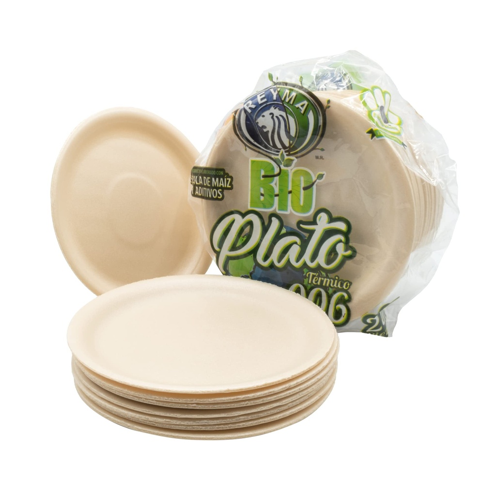PLATO TERMICO BIODEGRADABLE 006 REYMA 20 PAQ/25 PZAS 