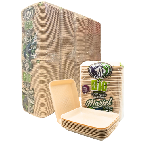 CHAROLA TERMICA BIODEGRADABLE 855 MARIEL 10 PAQ/50 PZAS