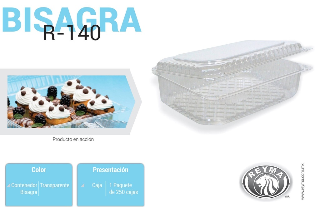 CONTENEDOR POLIESTIRENO RB-140 REYMA 1 PAQ / 250 PZAS 