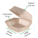 CONTENEDOR TERMICO BIODEGRADABLE  P/HAMBURGUESA REYMA 1 PAQ/50 PZAS  