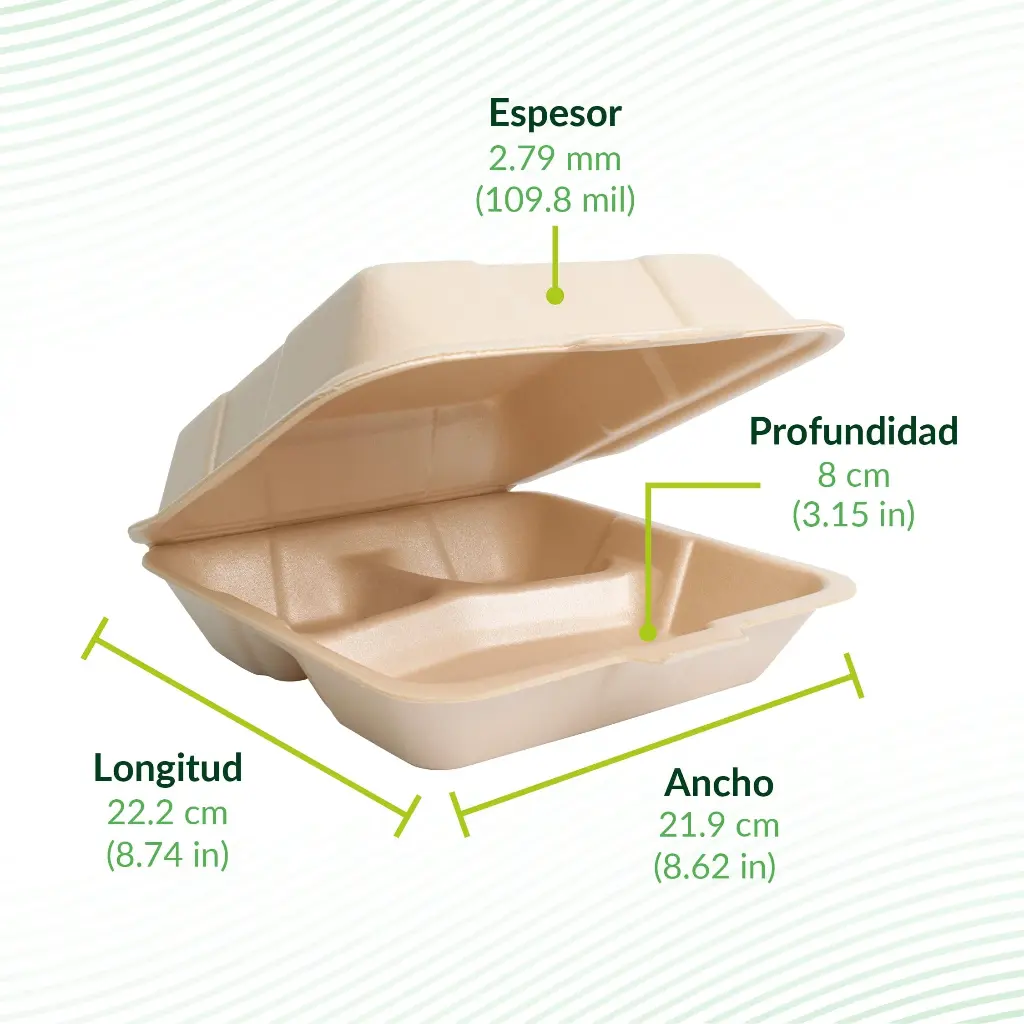 CONTENEDOR TERMICO BIODEGRADABLE 8X8 DIVISION REYMA 1 PAQ/50 PZAS 