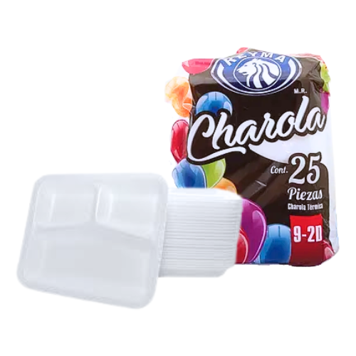 CHAROLA TERMICA 9 C/2 DIVISIONES REYMA 1 PAQ/25 PZAS