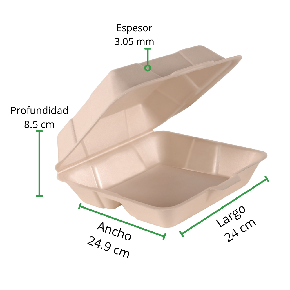 CONTENEDOR TERMICO BIODEGRADABLE 9X9 LISO REYMA 4 PAQ/50 PZAS 