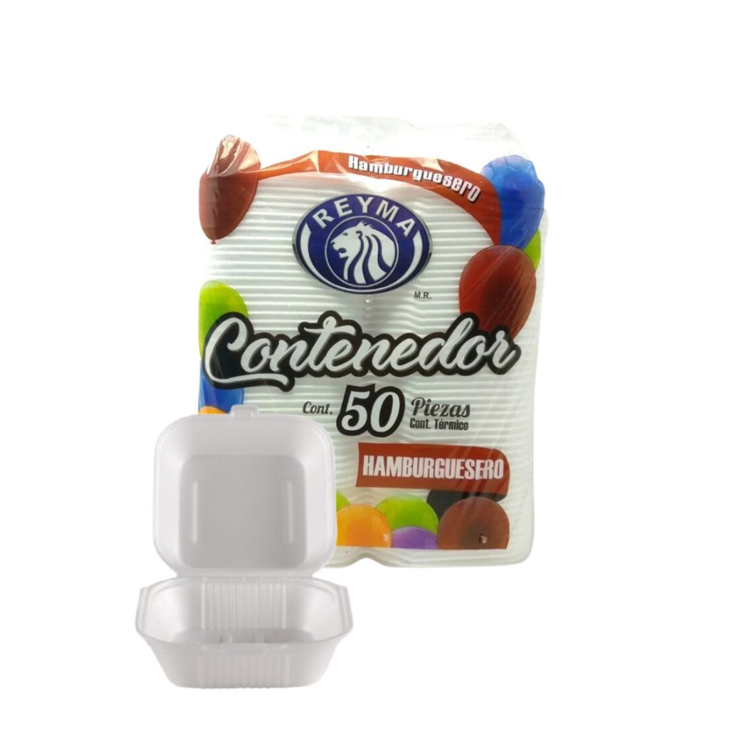 CONTENEDOR TERMICO P/HAMBURGUESA REYMA 1 PAQ/50 PZAS