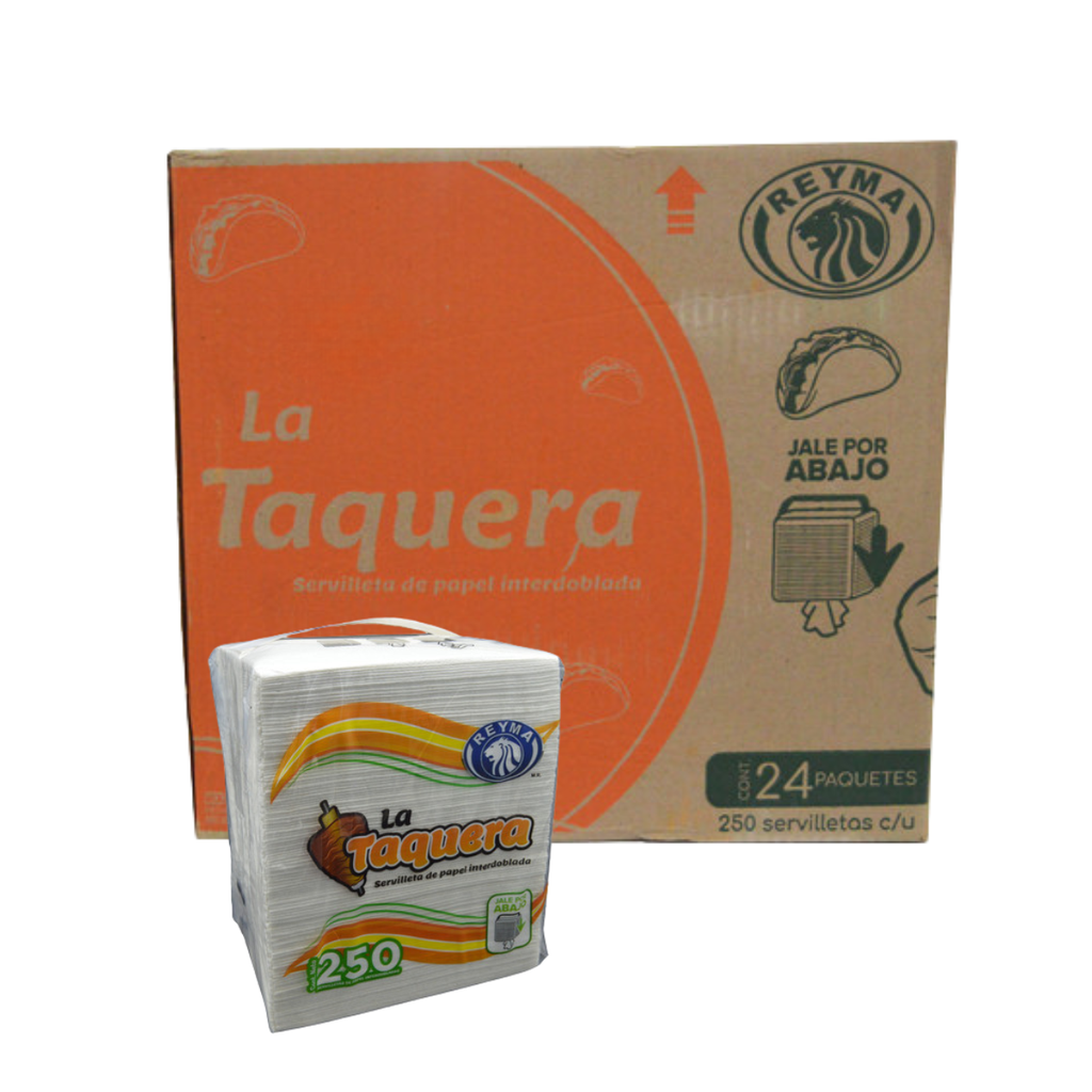 SERVILLETA INTERDOBLADA LA TAQUERA 250 PZAS 1 CAJA/24 PAQ