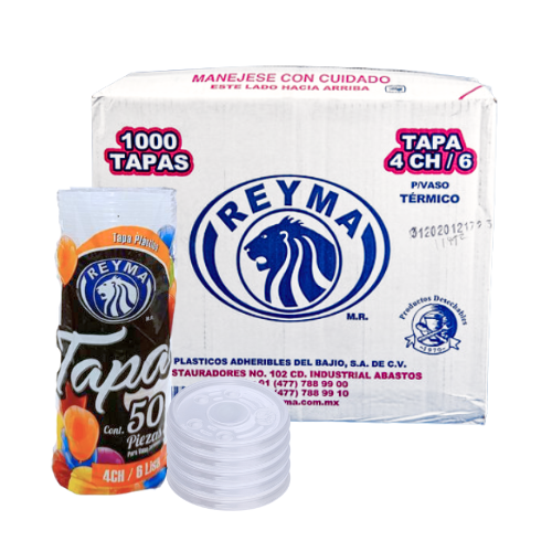 TAPA LISA P/VASO TERMICO NO 4CH/6 REYMA 20 PAQ / 50 PZAS