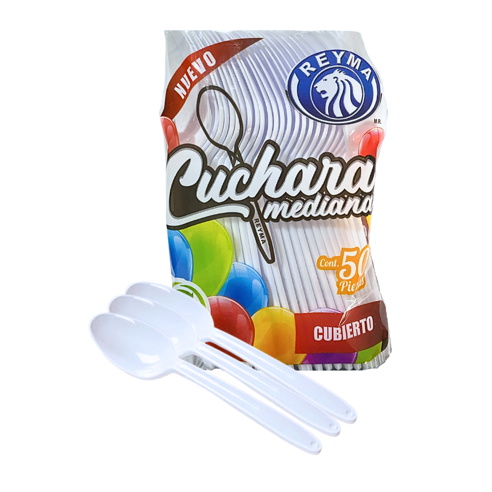 CUCHARA MEDIANA 1 PAQ/50 PZAS BLANCO 