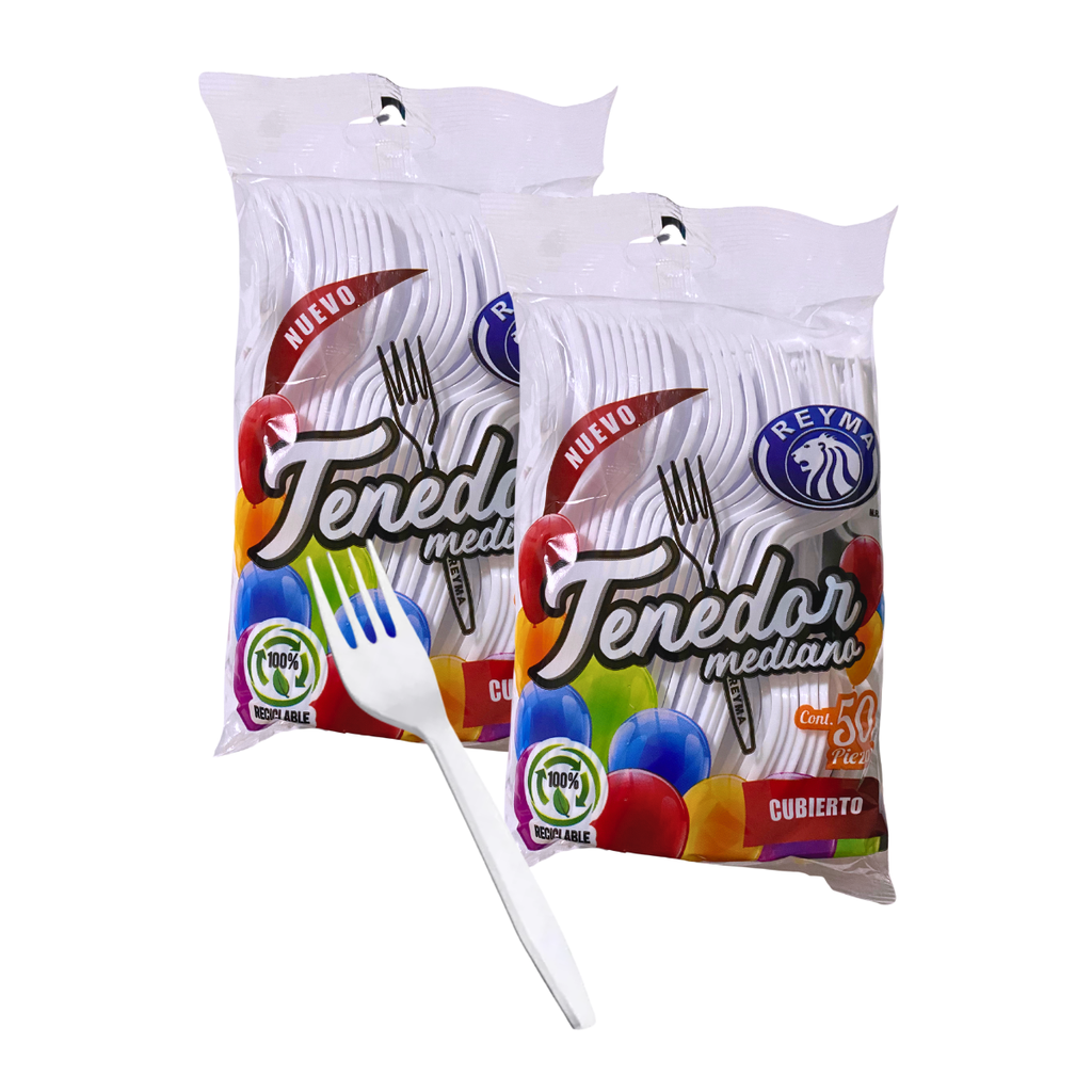 TENEDOR MEDIANO 1 PQ/50 PZ BLANCO