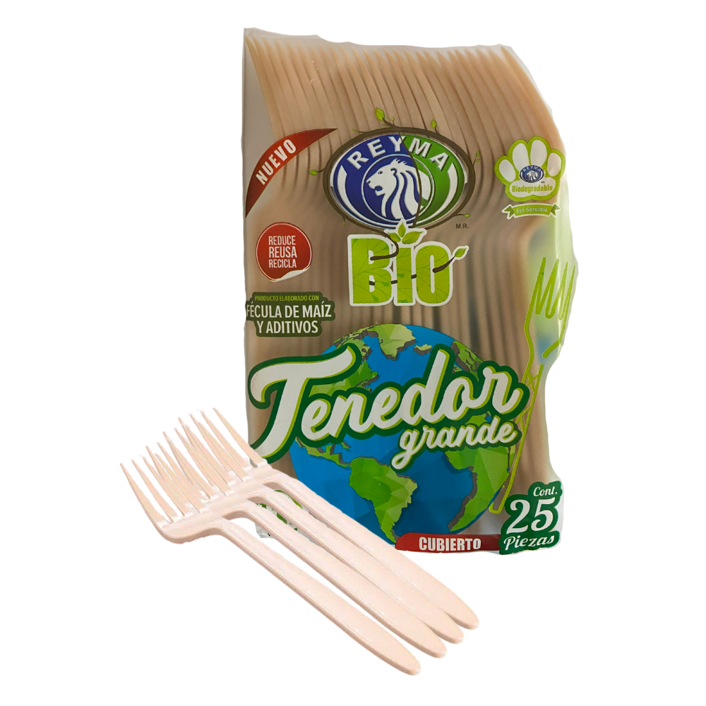TENEDOR GRANDE BIODEGRADABLE 1 PQ / 25 PZ