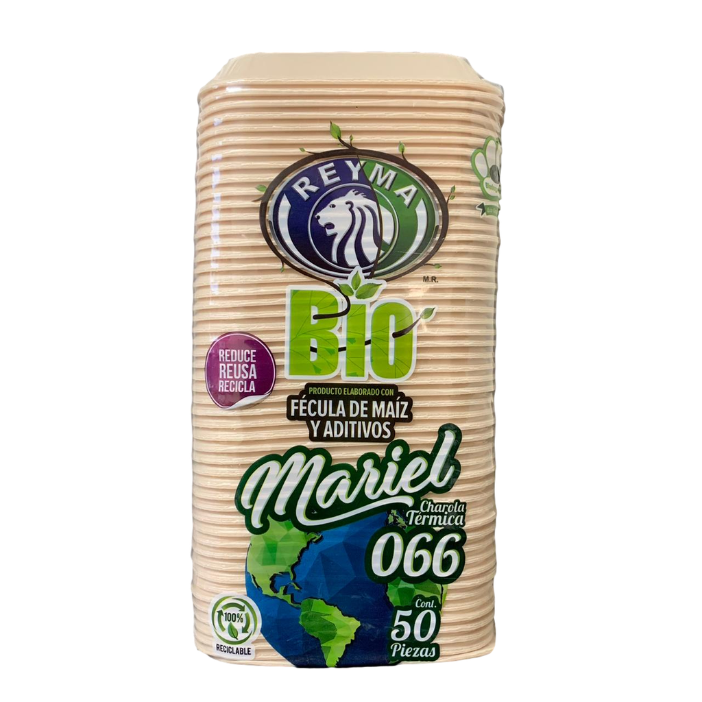 CHAROLA TERMICA BIODEGRADABLE 066 MARIEL 1 PAQ/50 PZAS