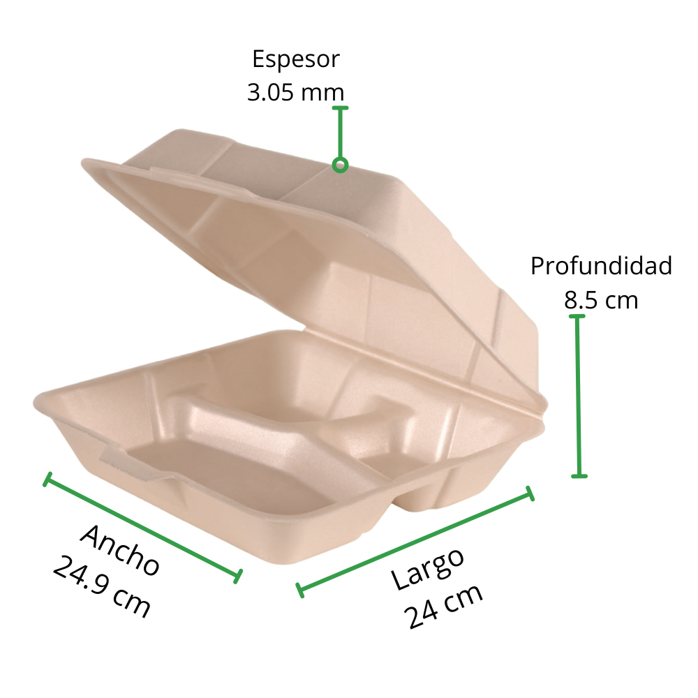 CONTENEDOR TERMICO BIODEGRADABLE 9X9 DIVISION REYMA 1 PAQ/50 PZAS