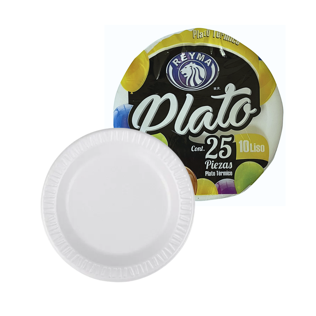 PLATO TERMICO 10 LISO REYMA 1 PAQ/25 PZAS