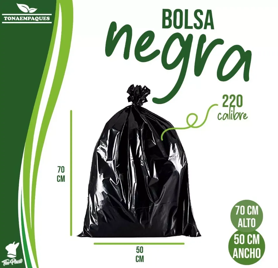 [BNB50X70X220-R7BM4S1] Bolsa negra para basura 50x70 cm Calibre 220 (Kg)