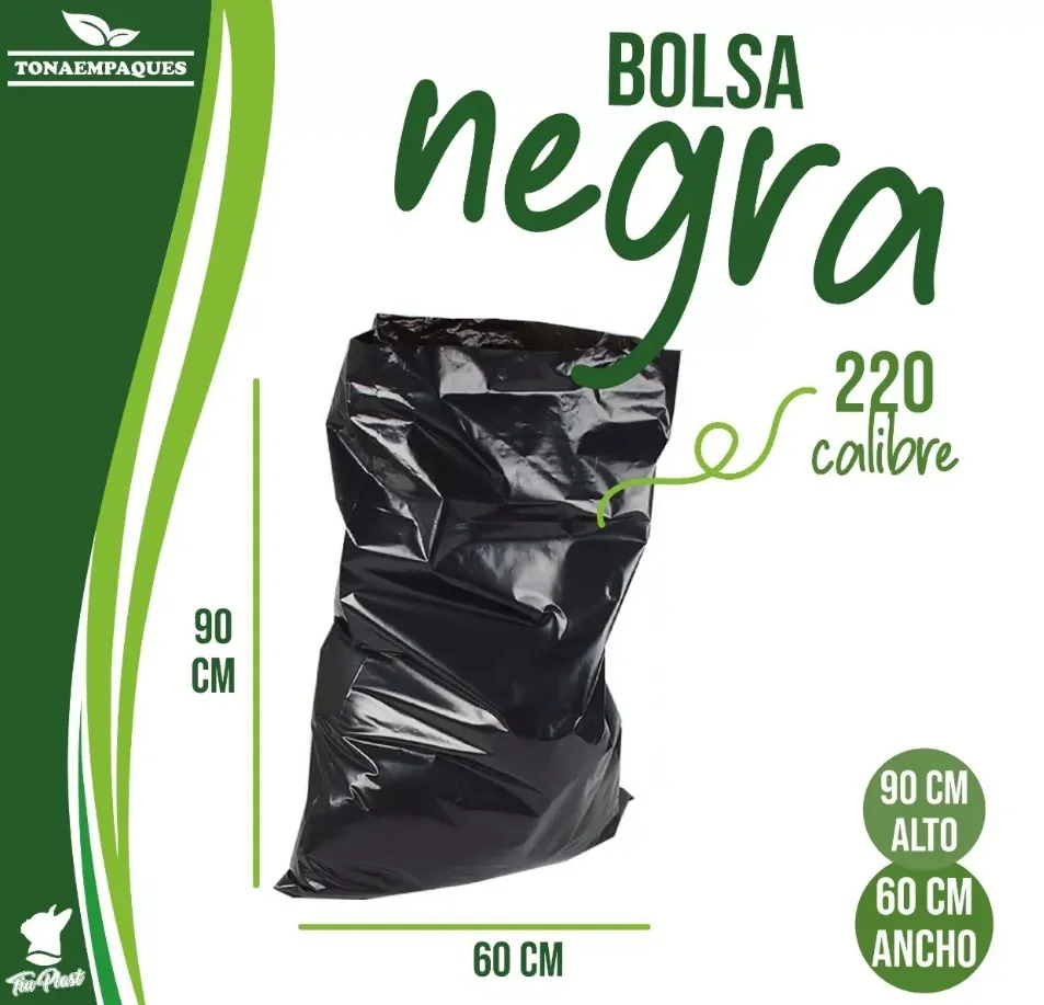 [BNB60X90X220-R7BM4S1] Bolsa negra para basura 60x90 cm Calibre 220 (Kg)