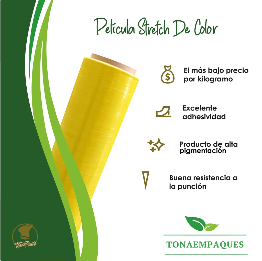Pelicula Emplaye Manual Color Amarillo 18" x C60 x 1,200 Ft - 366 metros -Peso 2.75 Kg TiuPlast