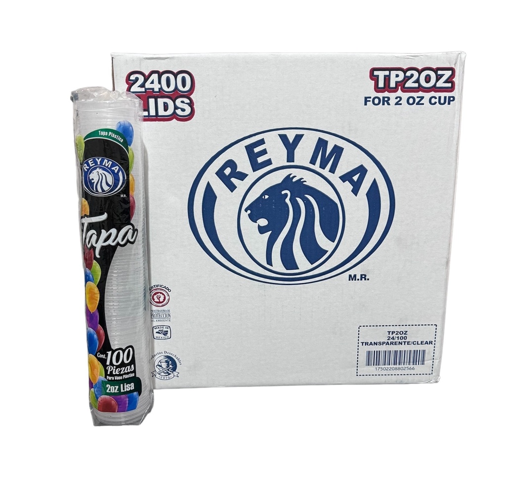 [TP2OZ CAJA-R5M1S1] TAPA LISA P/VASO POLIPRO NO 2 ONZAS REYMA 24 PAQ/100 PZAS