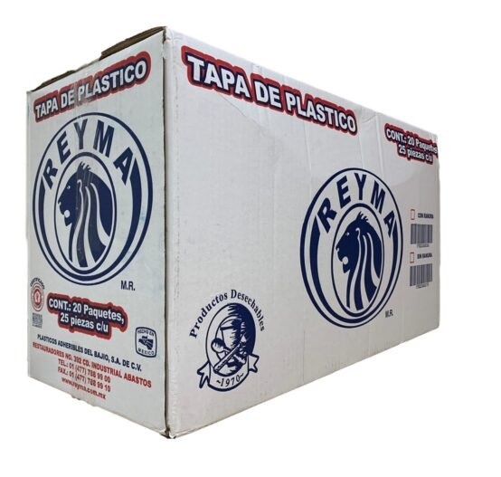 [TR CAJA-R8M1S2] TAPA LISA PARA ENVASES REYMA 20 PAQ / 25 PIEZAS