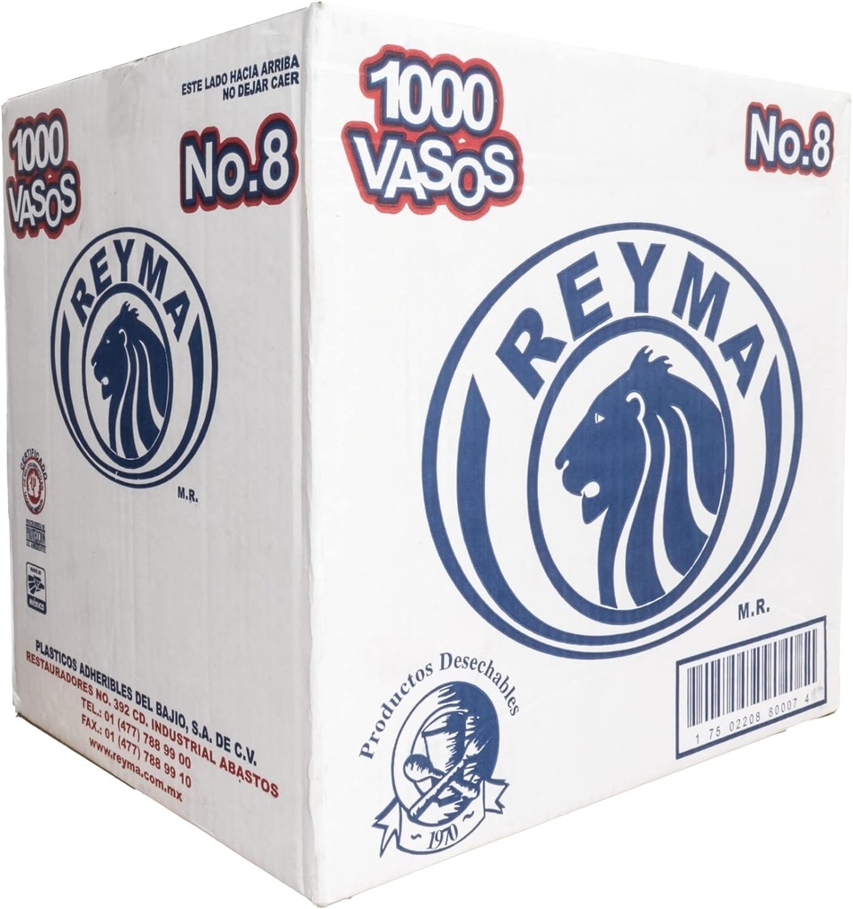 [VP8 CAJA-R7M3S0] VASO POLIPRO NO 8 REYMA 20 PAQ / 50 PZAS