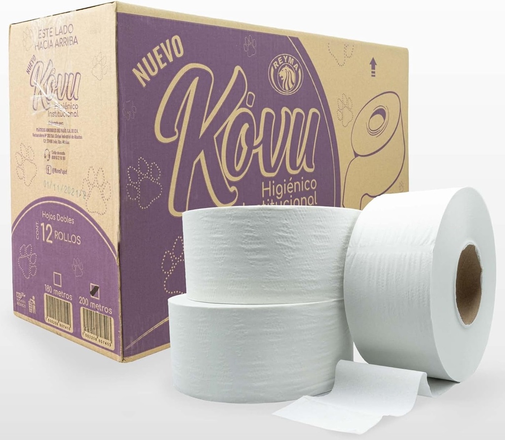 [IH200N12P01C012 CAJA-R7BM3] PAPEL HIGIENICO INSTITUCIONAL KOVU 200 MTS 1 CAJA/12 ROLLOS