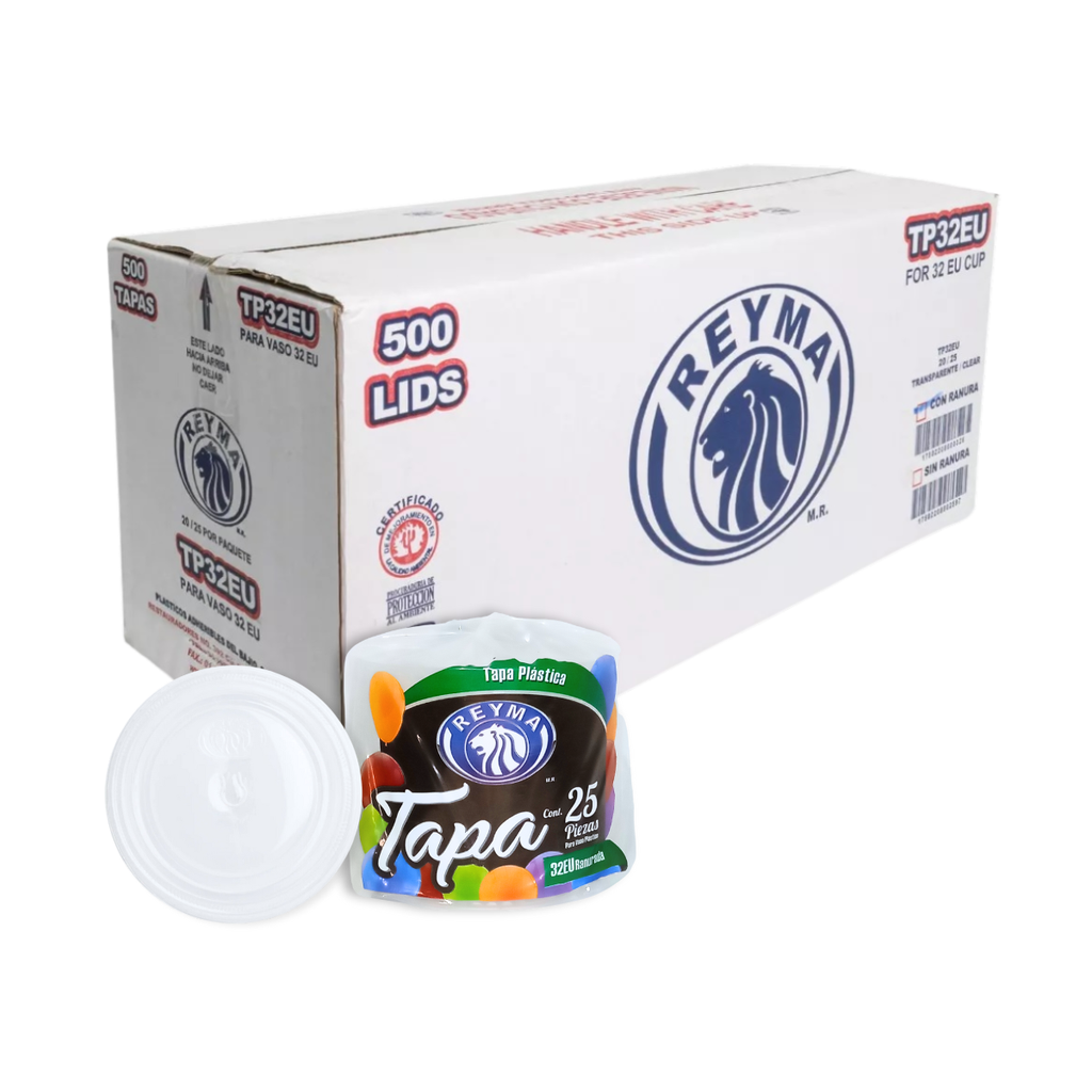 [TP32EUR CAJA] [TP32EUR CAJA-R5M4S2] TAPA RANURADA P/VASO POLIPRO NO 32 EU REYMA 20 PAQ / 25 PZAS