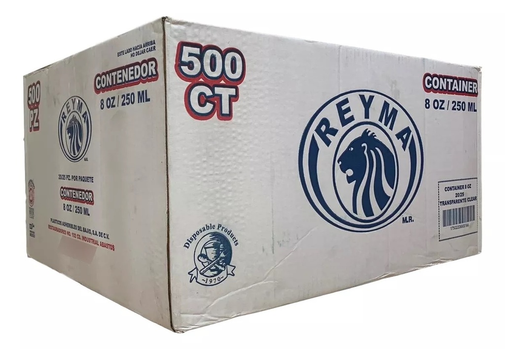 [ENV1/4LTR CAJA] [ENV1/4LTR CAJA-R6M4S3] ENVASE POLIPRO 1/4 LITRO REYMA 20 PAQ / 25 PZAS