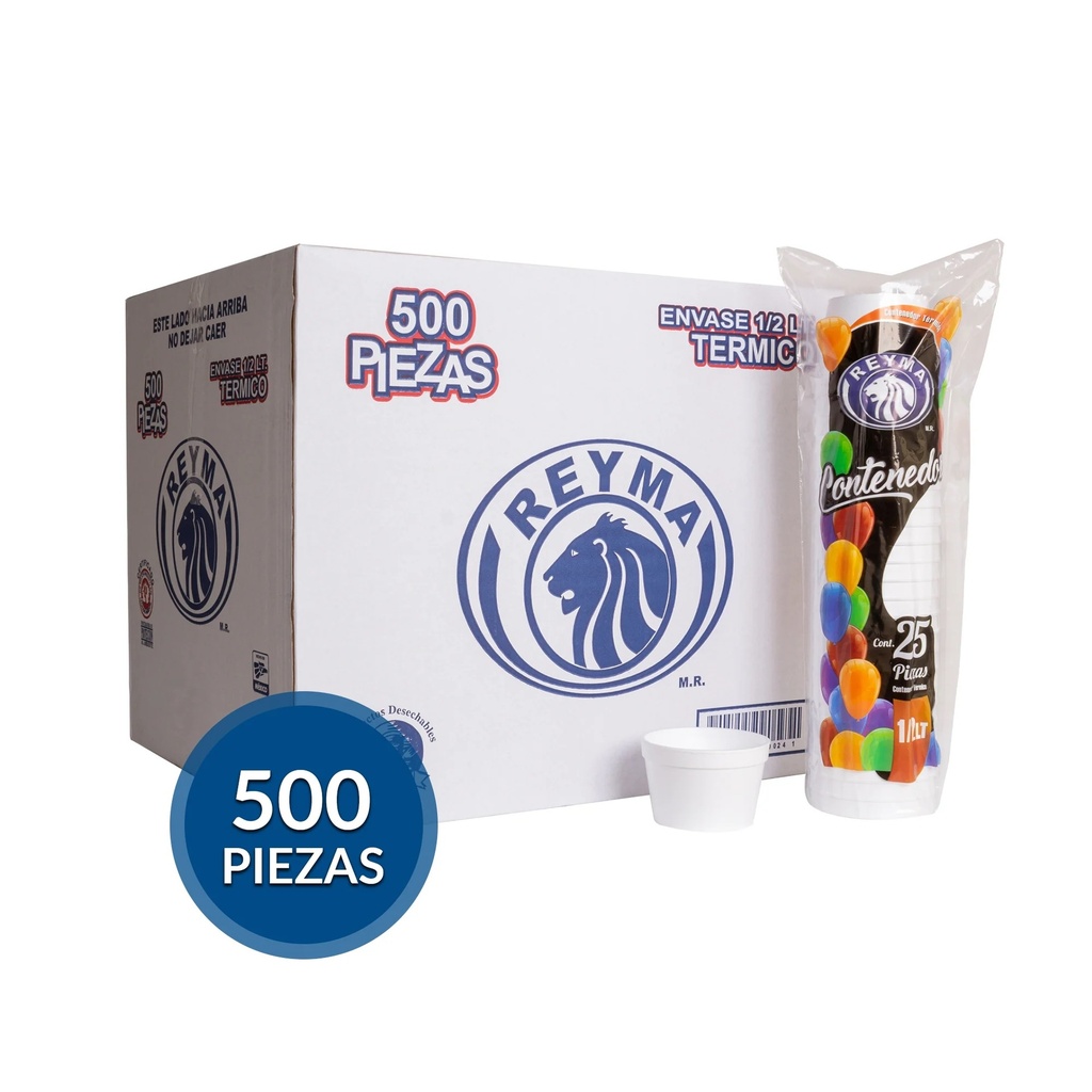 [VT1/2LT CAJA-R5BM1S1] VASO TERMICO NO 1/2 LITRO REYMA 20 PAQ / 25 PZAS