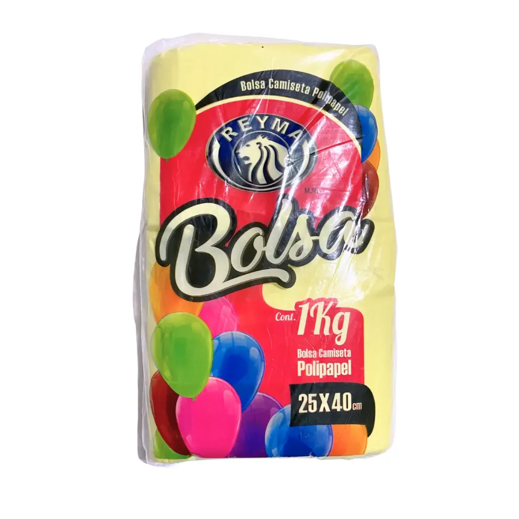 [BAFK2540-R3M4S1] BOLSA ALTA FUELLE CAMISETA POLIPAPEL KILEADA AMARILLO 25 X 40 1KG