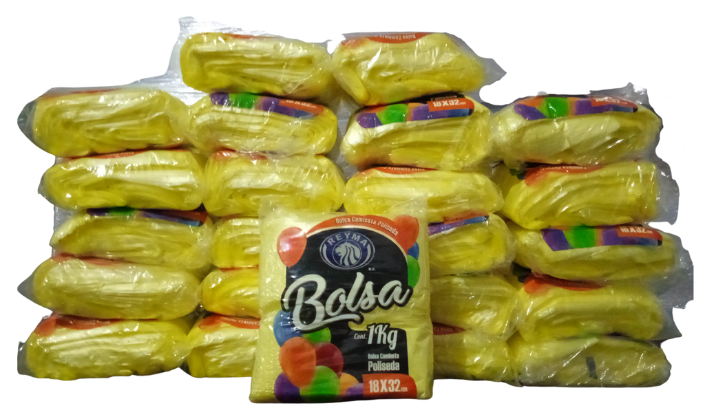 [BPF1832 BLT-R3M4S3] BOLSA POLISEDA FUELLE CAMISETA AMARILLO 18 X 32 1BLT-25KG