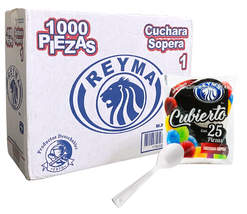 [CS1 CAJA] [CS1 CAJA-R1M1S3] CUCHARA PLASTICA SOPERA NO 1 REYMA 40 PAQ/25 PZAS 