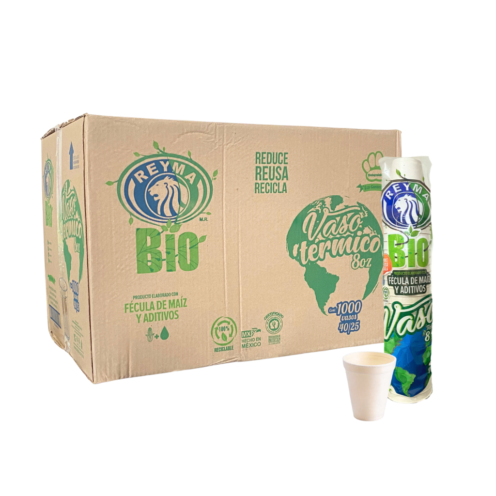[VT8BIO CAJA-R6M3S3] VASO TERMICO BIODEGRADABLE NO 8 REYMA 40 PAQ/25 PZAS 