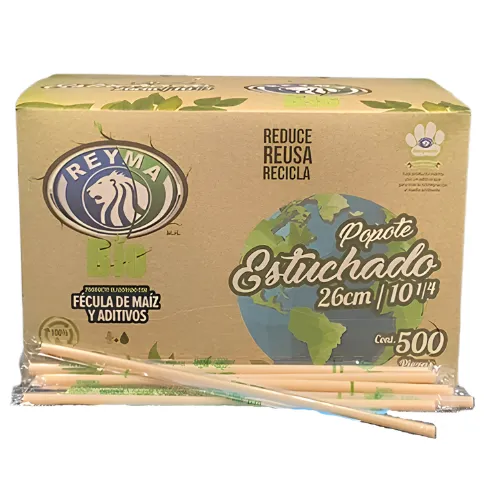 [POCES26BIO-R1M3S0] POPOTE BIODEGRADABLE CAJA ESTUCHADO 26 CM 1 CJ/500 PZAS