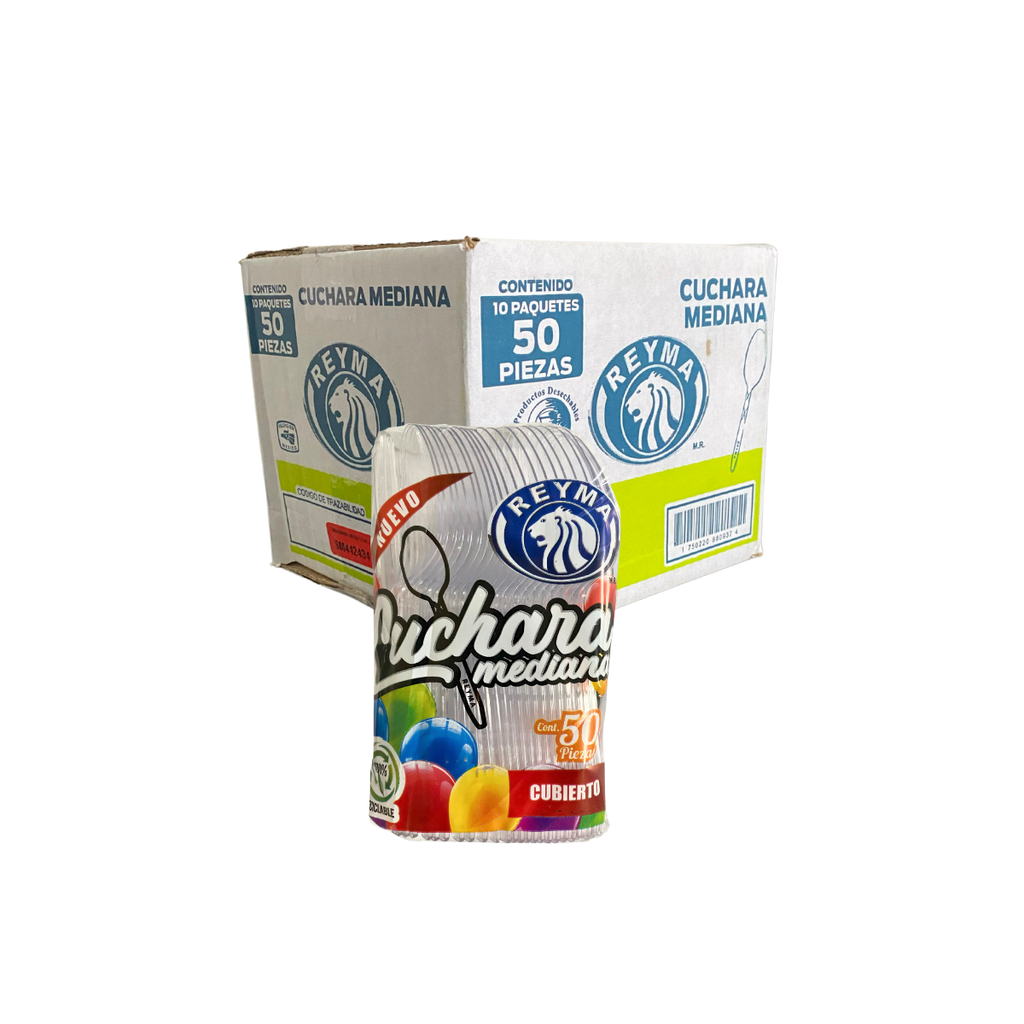 [CCM50TR CAJA-R1M2S1] CUCHARA MEDIANA 10 PAQ / 50 PZAS TRANSPARENTE
