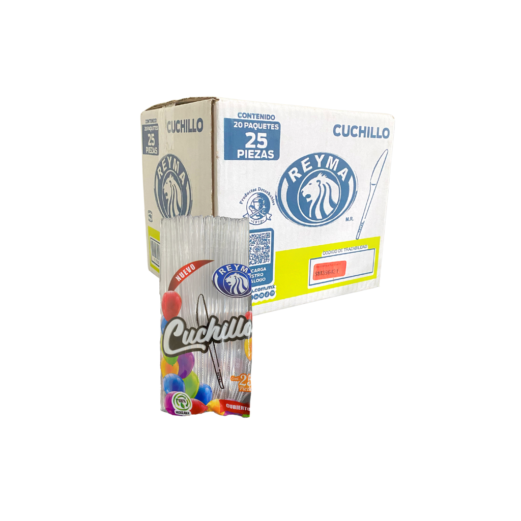[CCH25TR CAJA-R1M2S0] CUCHILLO 20 PAQ / 25 PZAS TRANSPARENTE 