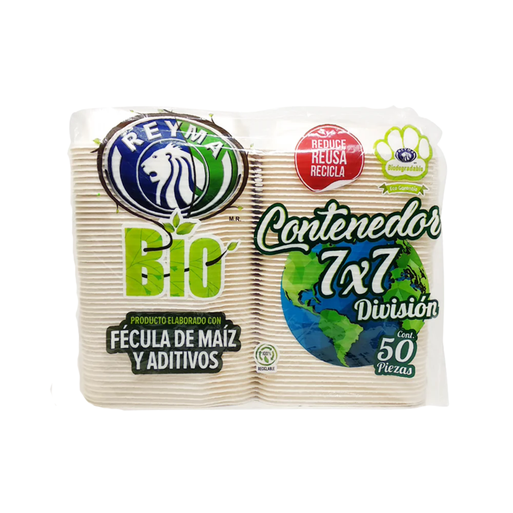 [CN7X7D4PBIO-R1AM1S2] CONTENEDOR TERMICO BIODEGRADABLE 7X7 DIVISION REYMA 1 PAQ/50 PZAS