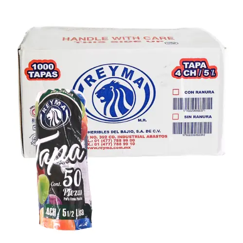 [TP51/24CH CAJA-R8M2S2] TAPA LISA P/VASO POLIPRO NO 51/2/4CH REYMA 20 PAQ / 50 PZAS