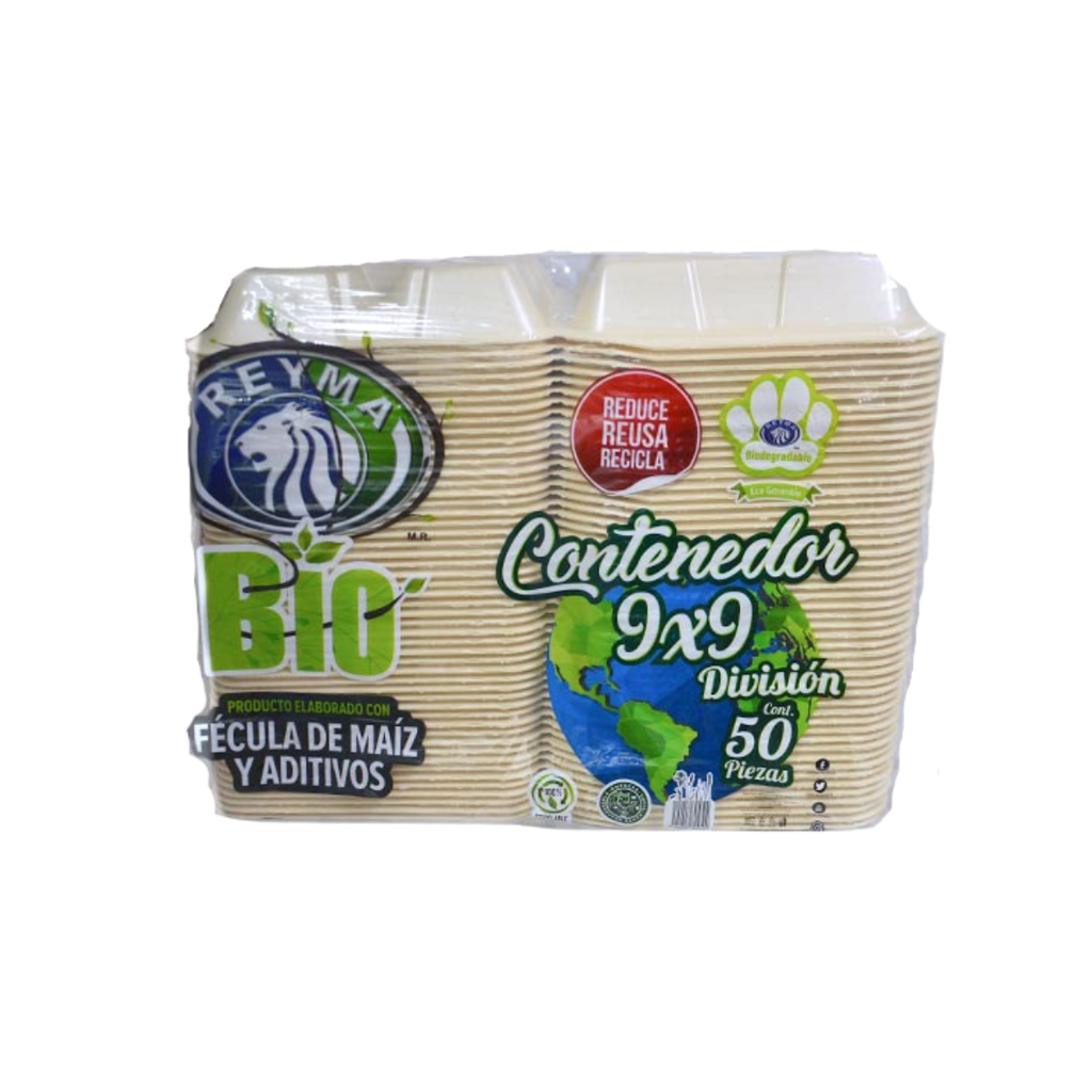 [CN9X9D4PBIO-R1AM1S0] CONTENEDOR TERMICO BIODEGRADABLE 9X9 DIVISION REYMA 1 PAQ/50 PZAS