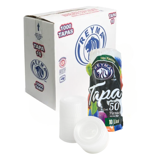 [TP10 CAJA] [TP10 CAJA-R5M1S3] TAPA LISA P/VASO POLIPRO NO 10 REYMA 20 PAQ / 50 PZAS