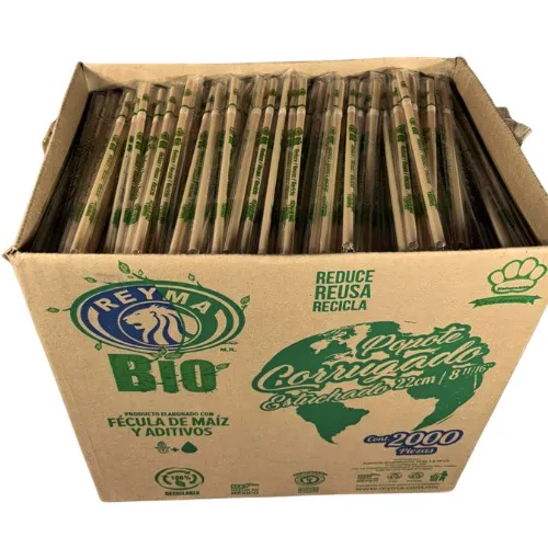 [POGESCO22BIO-R7CM1S1] POPOTE BIODEGRADABLE GRANEL ESTUCHADO CORRUGADO 22 CM 1 CJ/2000 PZAS