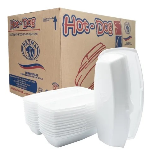 [CNHD CAJA-R6M2S3] CONTENEDOR TERMICO P/HOT DOG REYMA 4 PAQ/125 PZAS 