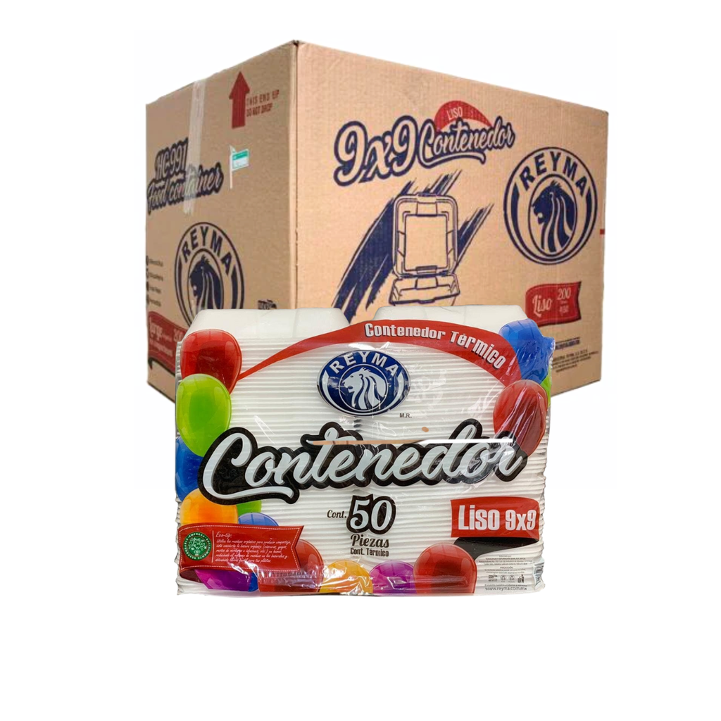 [CN9X9L4P CAJA-R6M2S0] CONTENEDOR TERMICO 9X9 LISO REYMA 4 PAQ/50 PZAS 