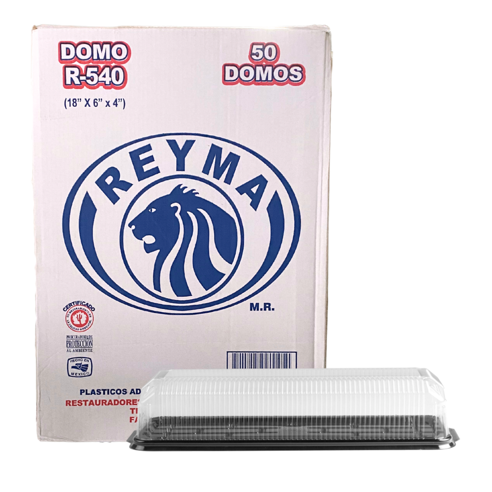 [R540BN CAJA-R1M8S1] CONTENEDOR POLIESTIRENO R-540 REYMA CON BASE NEGRA 1 PAQ/50 PZAS