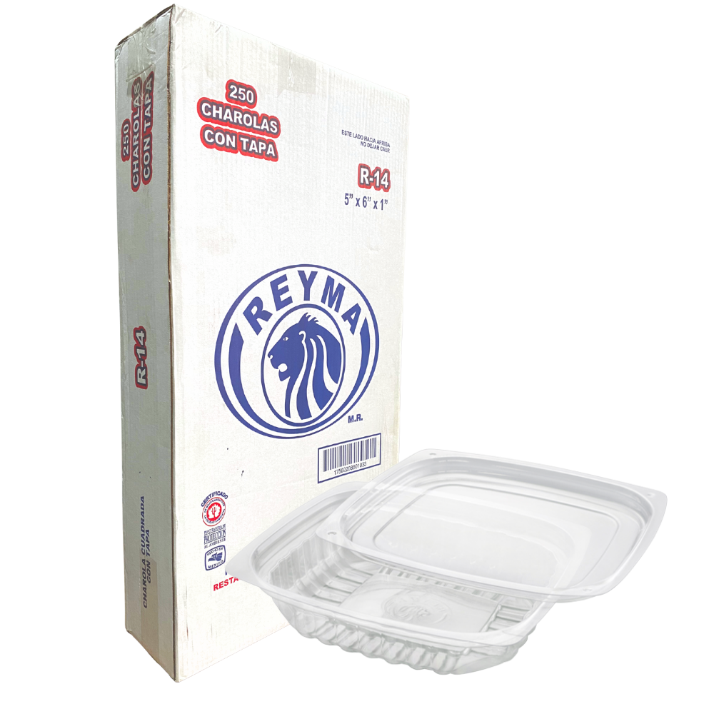 [R14 CAJA-R0M0S0] CONTENEDOR POLIESTIRENO CON TAPAS R-14 REYMA 1 PAQ / 250 PZAS
