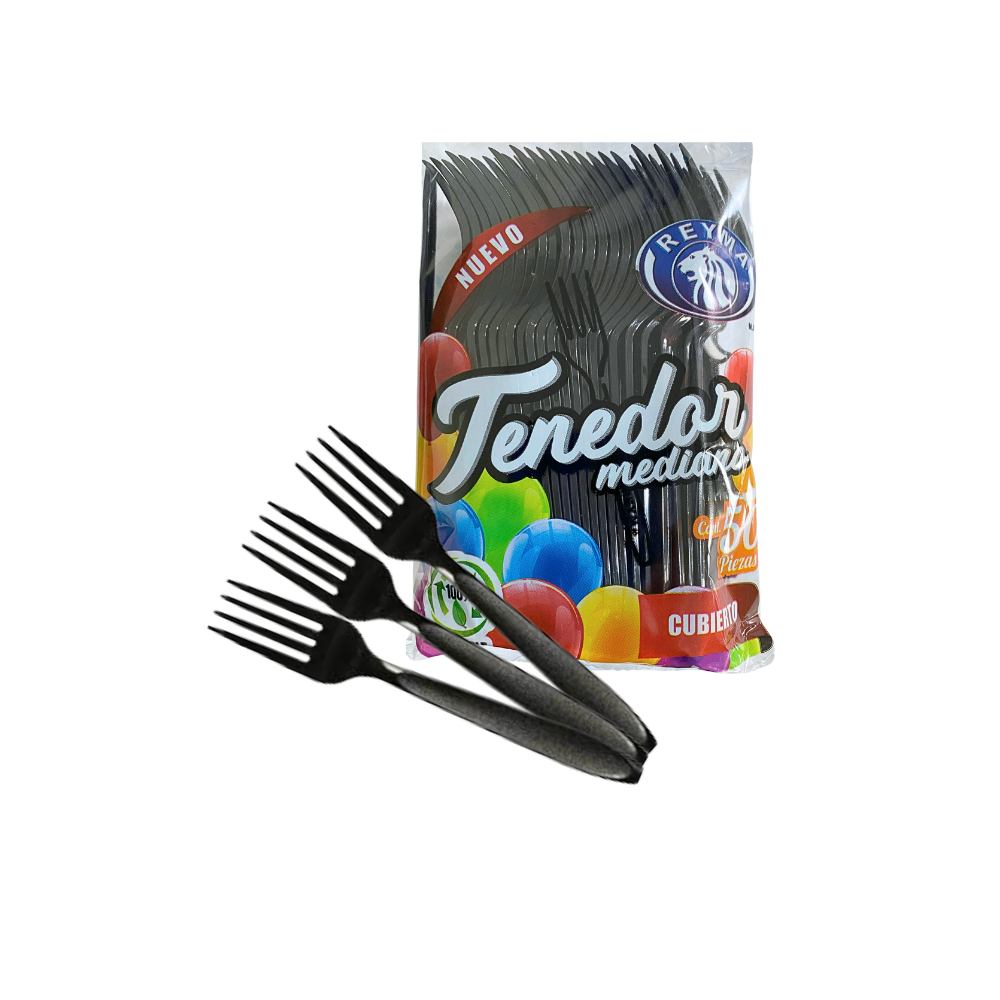[CTM50NE-R1M1S0] TENEDOR MEDIANO 1 PQ / 50 PZ NEGRO