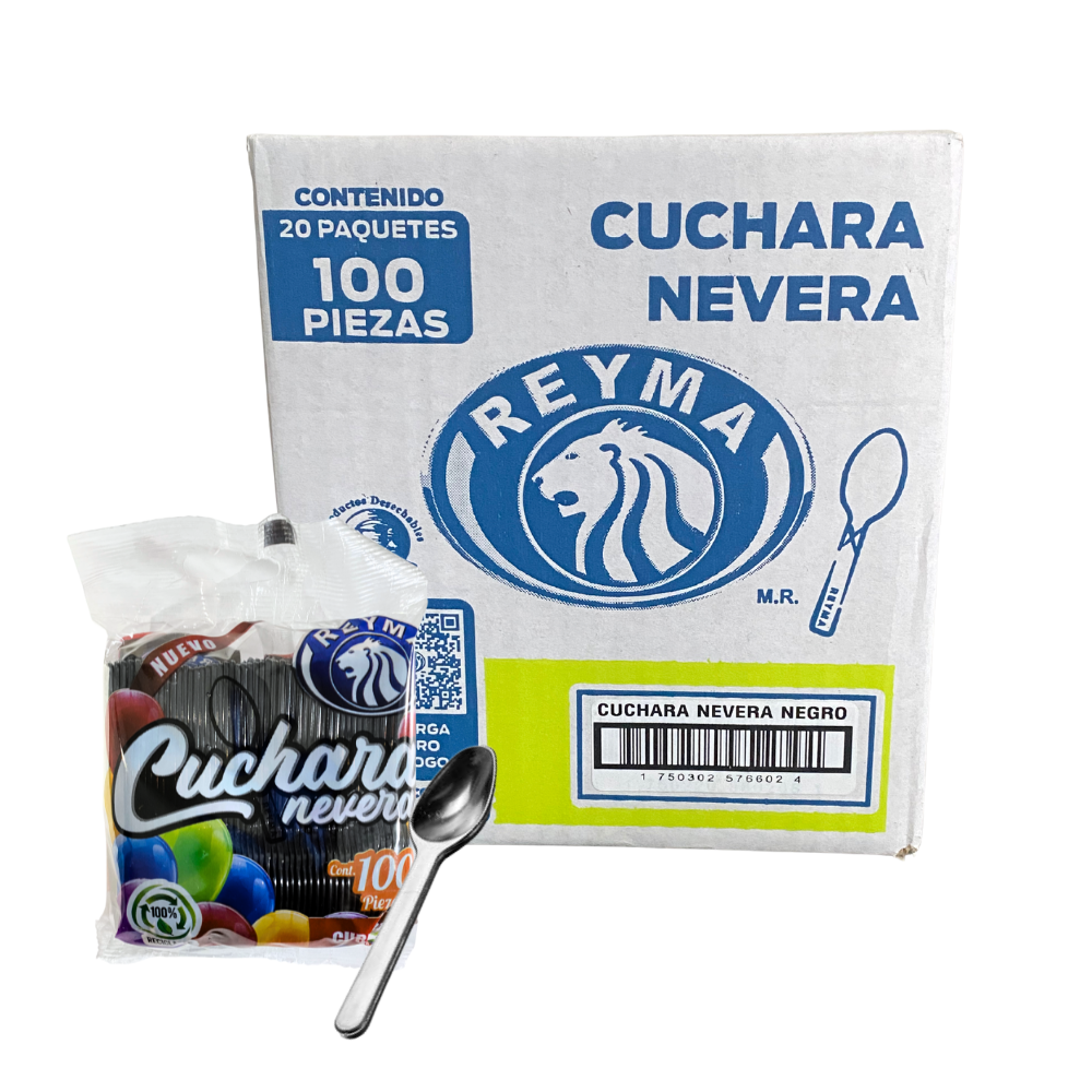 [CCN100NE CAJA-R1M2S4] CUCHARA NEVERA 20 PQ / 100 PZ NEGRO