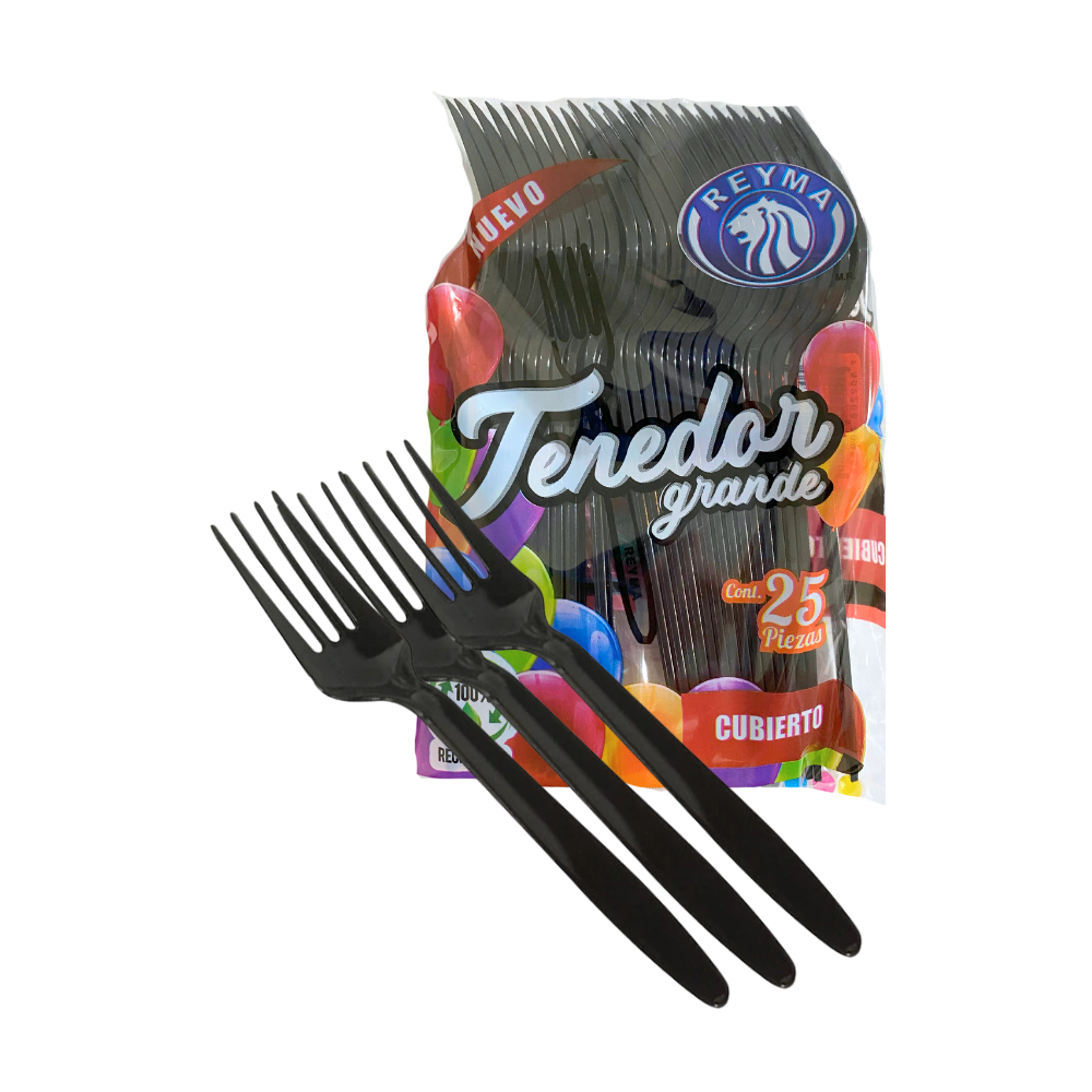 [CTG25NE-R1M1S0] TENEDOR GRANDE 1 PQ / 25 PZ NEGRO