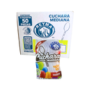 [CCM50BC CAJA-R1M1S2] CUCHARA MEDIANA 10 PAQ/50 PZAS BLANCO