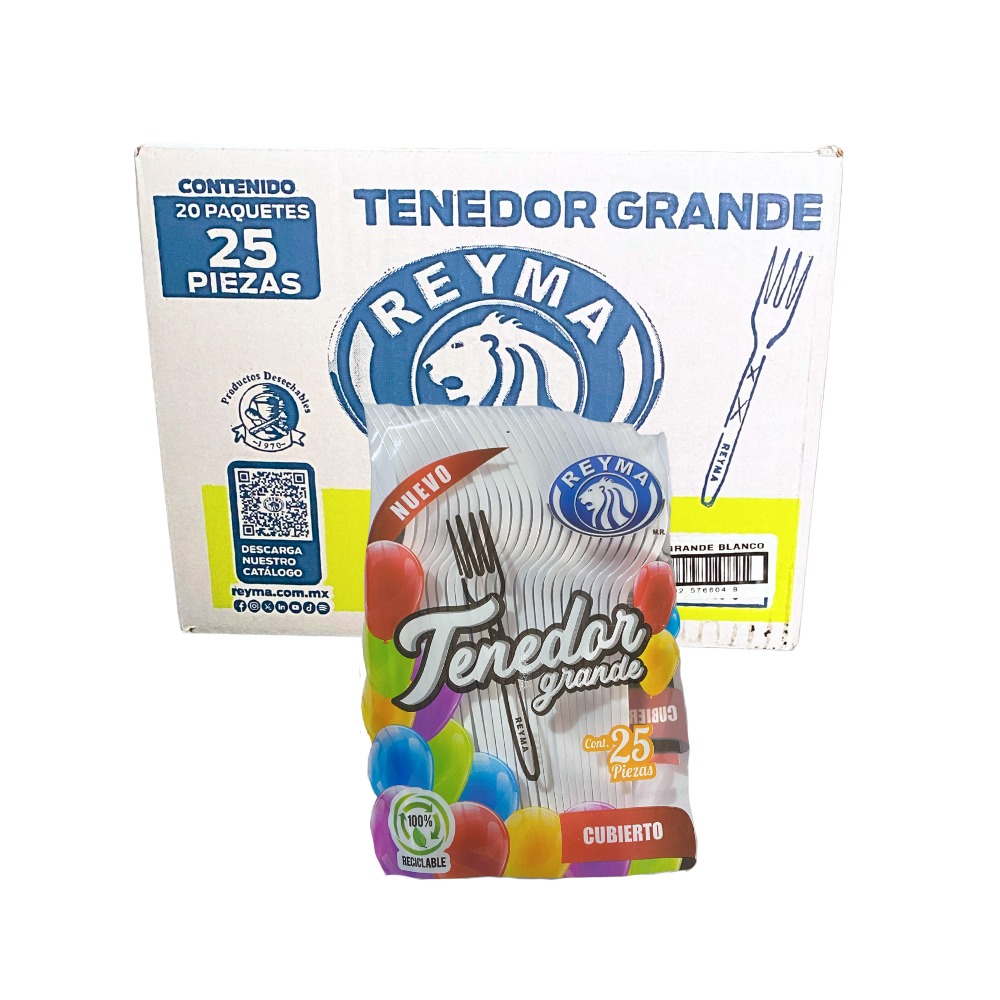 [CTG25BC CAJA-R1M1S4] TENEDOR GRANDE 20 PAQ/25 PZAS BLANCO 