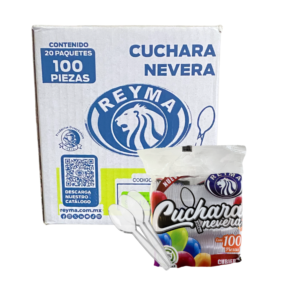 [CCN100TR CAJA-R1M2S1] CUCHARA NEVERA 20 PQ / 100 PZ TRANSPARENTE