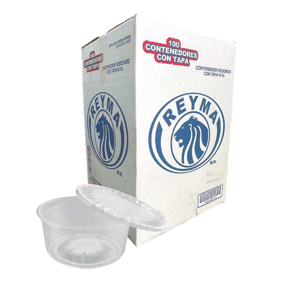 [R10 CAJA-R7CM5S0] CONTENEDOR POLIESTIRENO CON TAPAS R-10 REYMA 4 PAQ / 25 PZAS