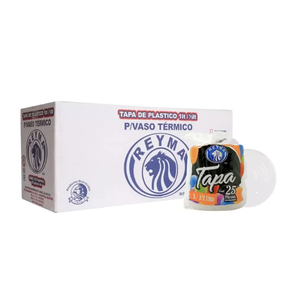 [TVT1LT CAJA] [TVT1LT CAJA-R5CM1S2] TAPA LISA P/VASO TERMICO 1 Y 1/2 LITRO REYMA 20 PAQ / 25 PZAS